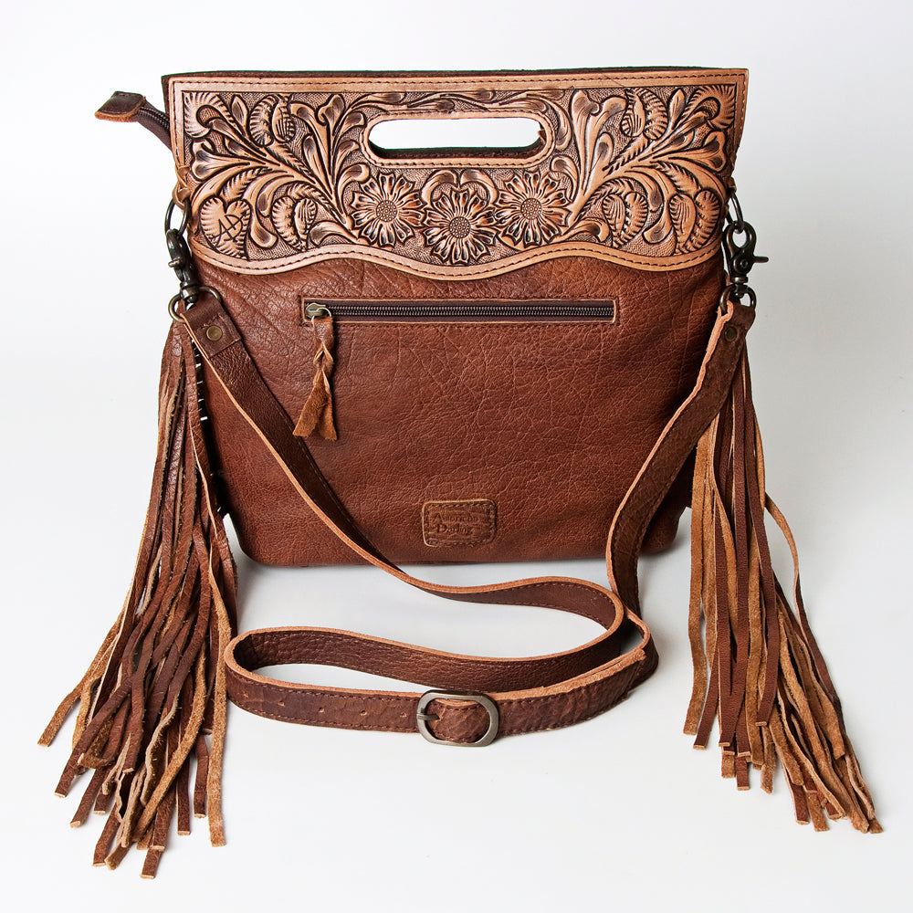 LC-ADBGS146 Western Crossbody Bag - Tooled Leather & Hair-On Hide