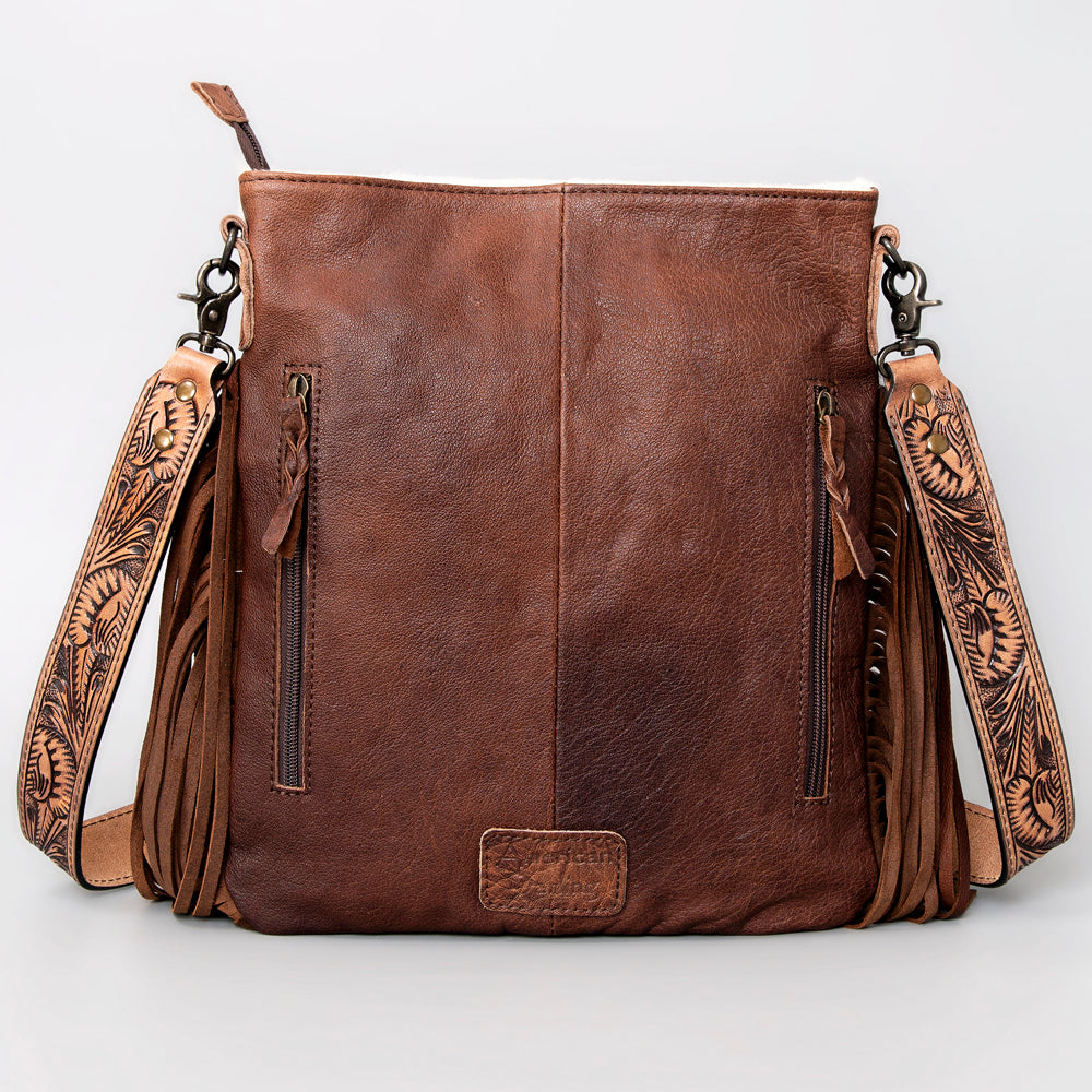 ADBGS192 Cowhide Large Crossbody Bag with Tooled Strap & Fringe - Western Rodeo Purse