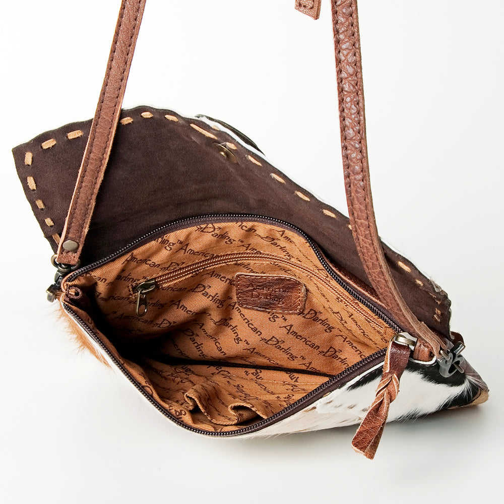 ADBG613 American Darling Turquoise Concho & Hair-On Cowhide Western Leather Envelope Bag