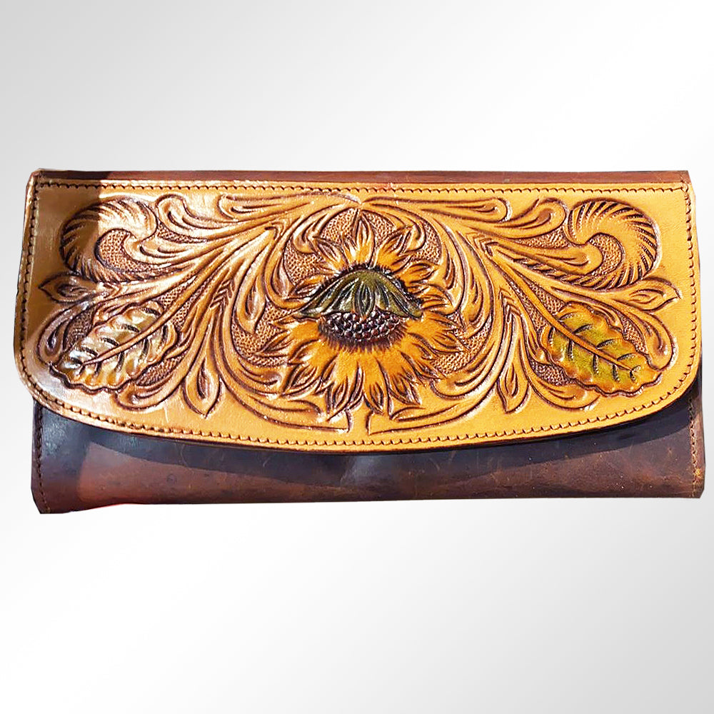 ADBGM102 Western Floral Tooled Leather Wallet - by American Darling