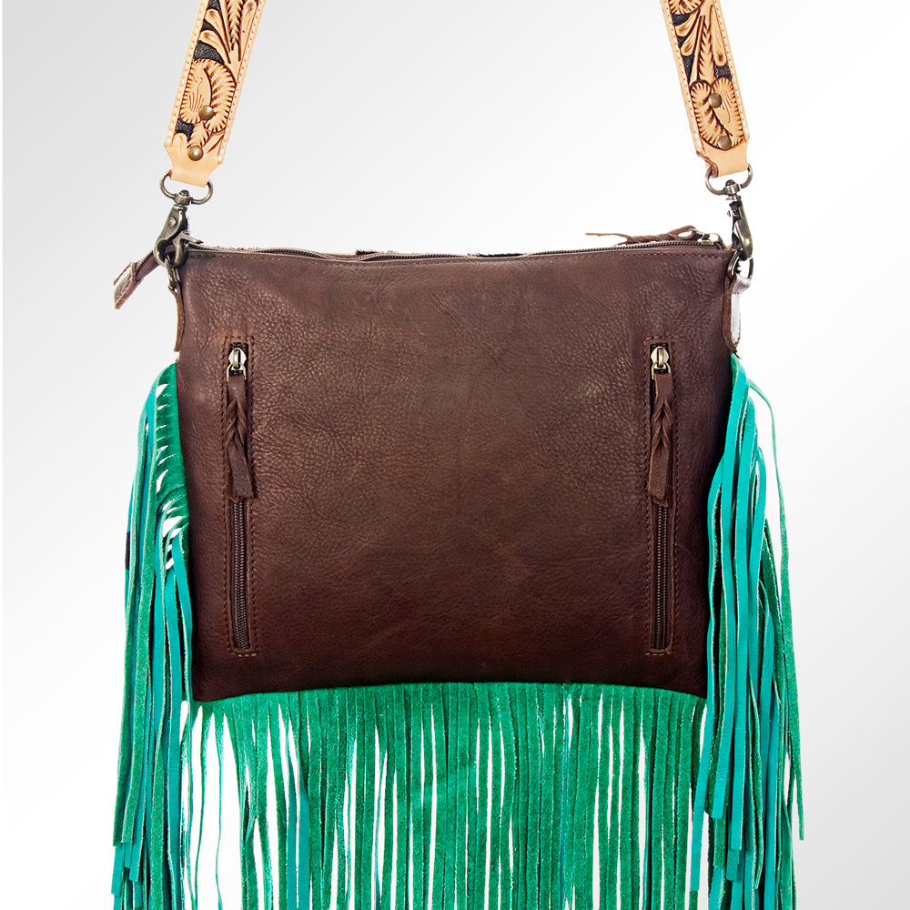 ADBG657 American Darling Hand Tooled Floral & Hair-On Cowhide Western Cross body Bag