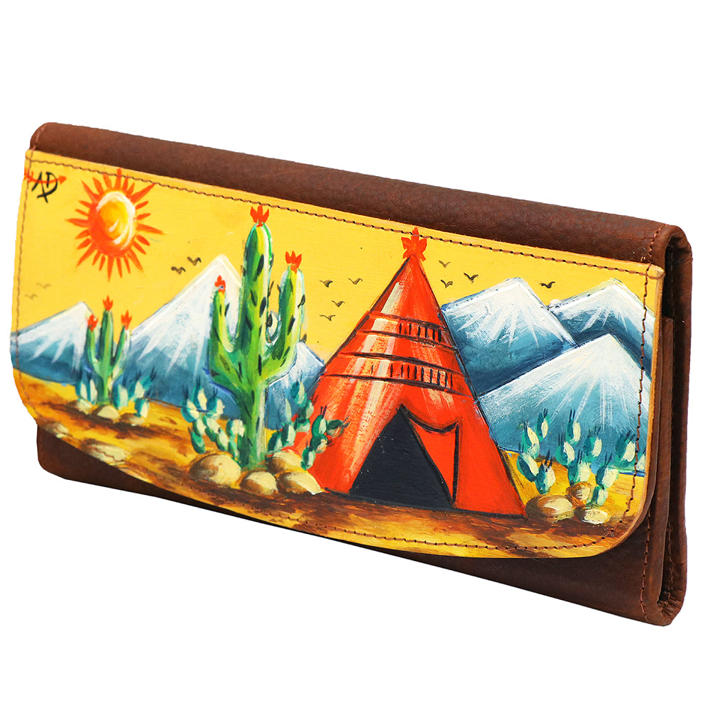 ADBGM112 Hand-Painted Leather Wallet Clutch - Western Design by American Darling