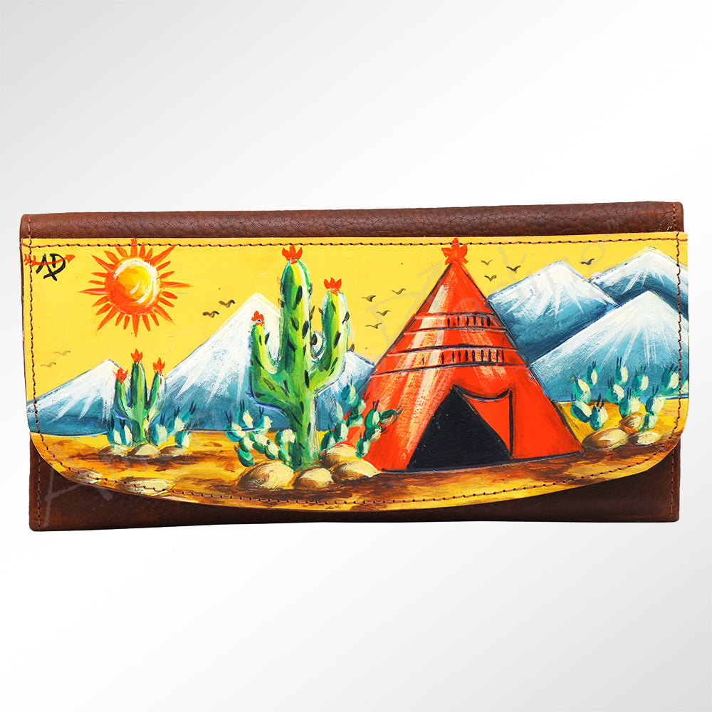 ADBGM112 Hand-Painted Leather Wallet Clutch - Western Design by American Darling