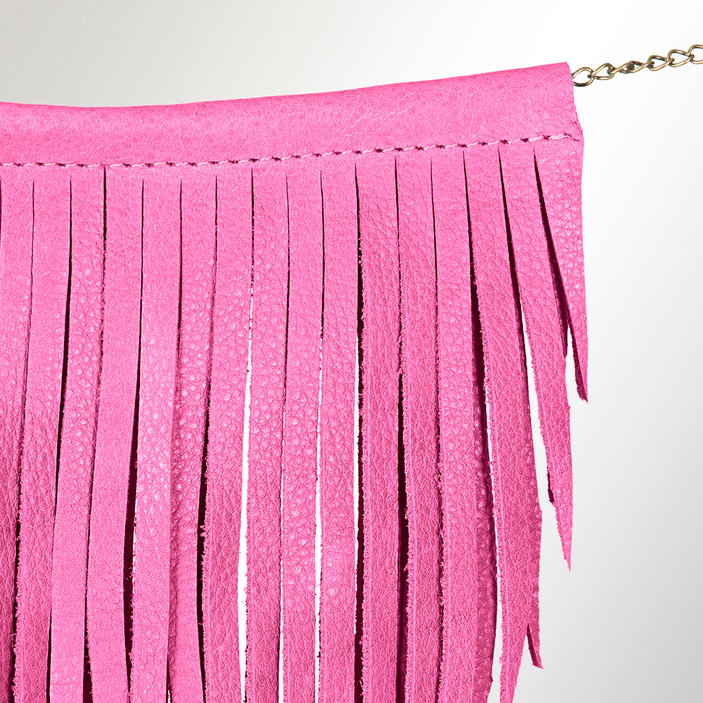 LC-ADJW102E Western Fringe Jewelry Necklace   Rust Hot Pink Faux Genuine suede Statement Piece