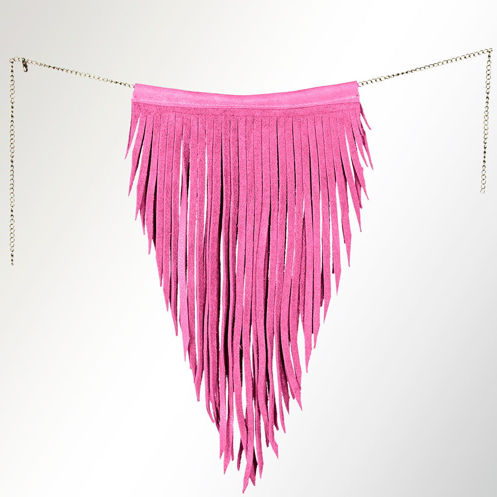 LC-ADJW102E Western Fringe Jewelry Necklace   Rust Hot Pink Faux Genuine suede Statement Piece