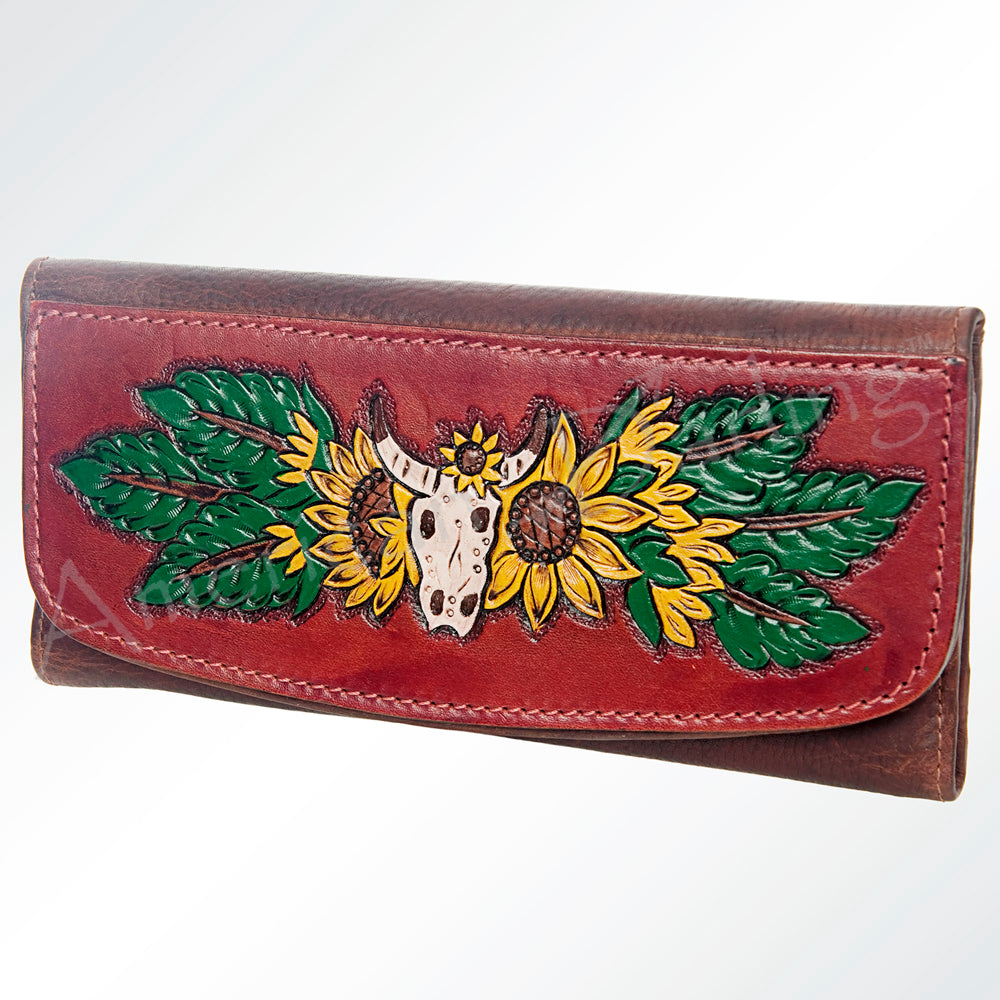 ADBGM102 Western Floral Tooled Leather Wallet - Boho Rodeo Clutch