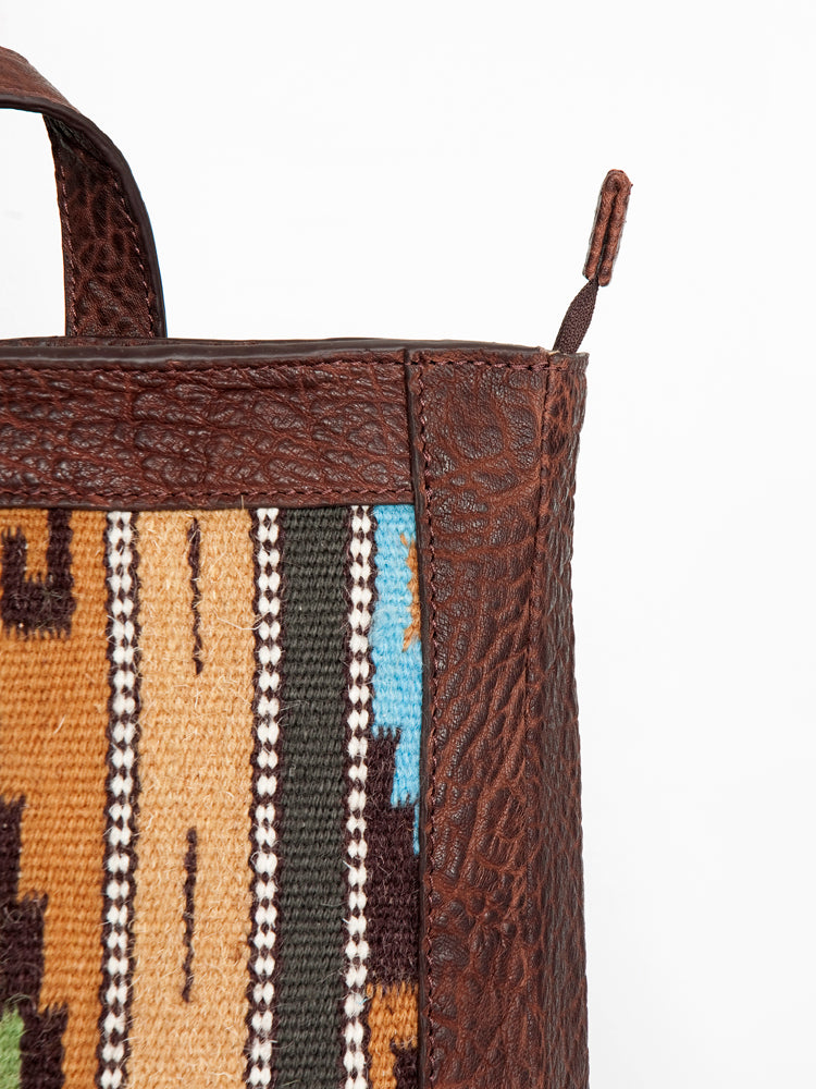 LC-ADBGZ307 Southwestern Wool & Genuine Leather Backpack - Tribal Pattern Western Daypack