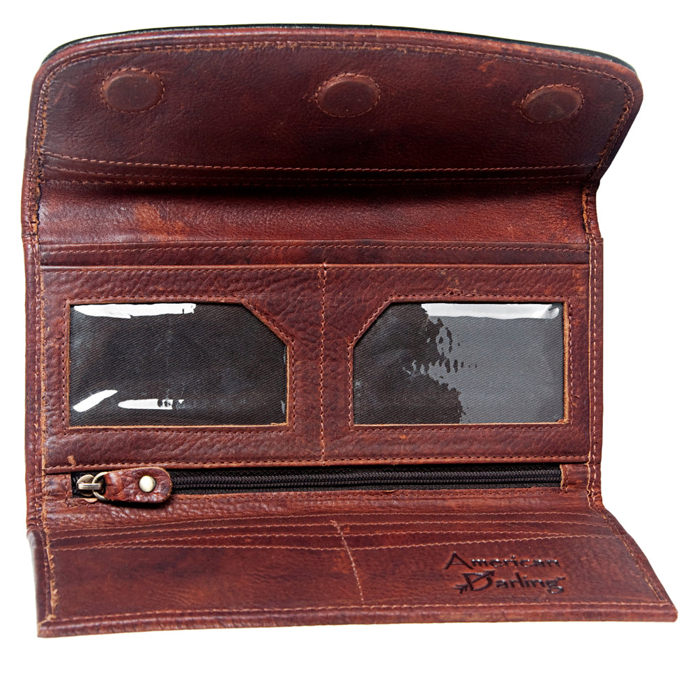 ADBGM102 Western Floral Tooled Leather Wallet - by American Darling