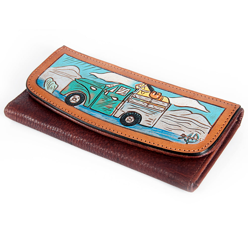 ADBGM102 Western Floral Tooled Leather Wallet - Boho Rodeo Clutch