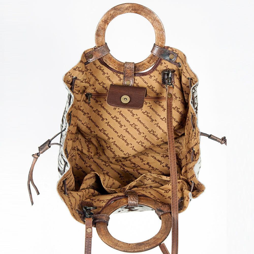 ADBG618 American Darling Hair-On Cowhide Western Leather Tote Bag with Drawstring