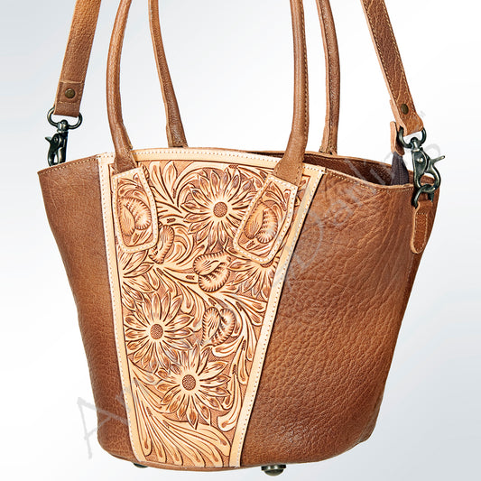 ADBG621B American Darling Hand Tooled Floral Western Leather Tote Bag