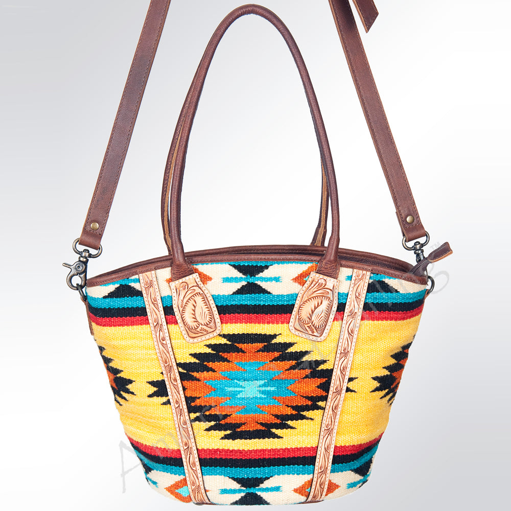 ADBG621C American Darling Hand Tooled & Saddle Blanket Western Leather Tote Bag