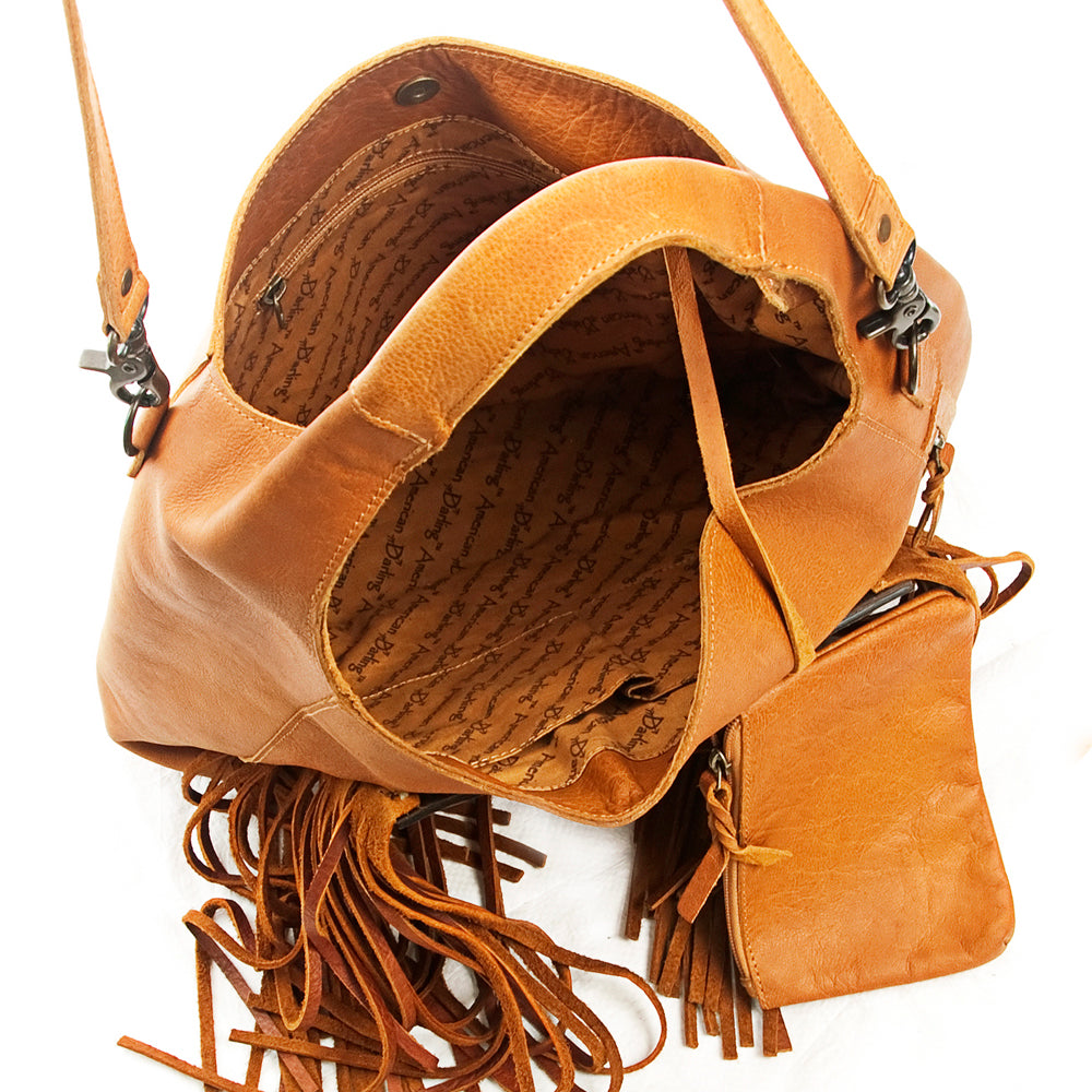 ADBG622 American Darling Hand Tooled Floral & Buck Stitched Western Leather Hobo Bag