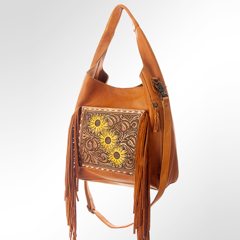 ADBG622 American Darling Hand Tooled Floral & Buck Stitched Western Leather Hobo Bag