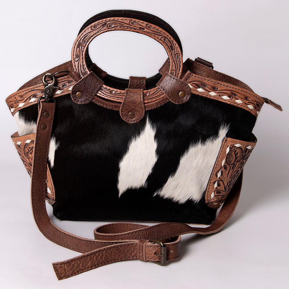 ADBG623 American Darling Hand Tooled Floral & Hair-On Cowhide Western Cross body Bag