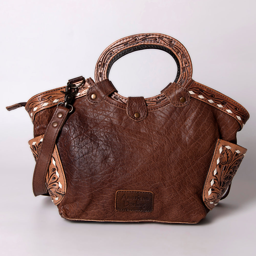 ADBG623 American Darling Hand Tooled Floral & Hair-On Cowhide Western Cross body Bag
