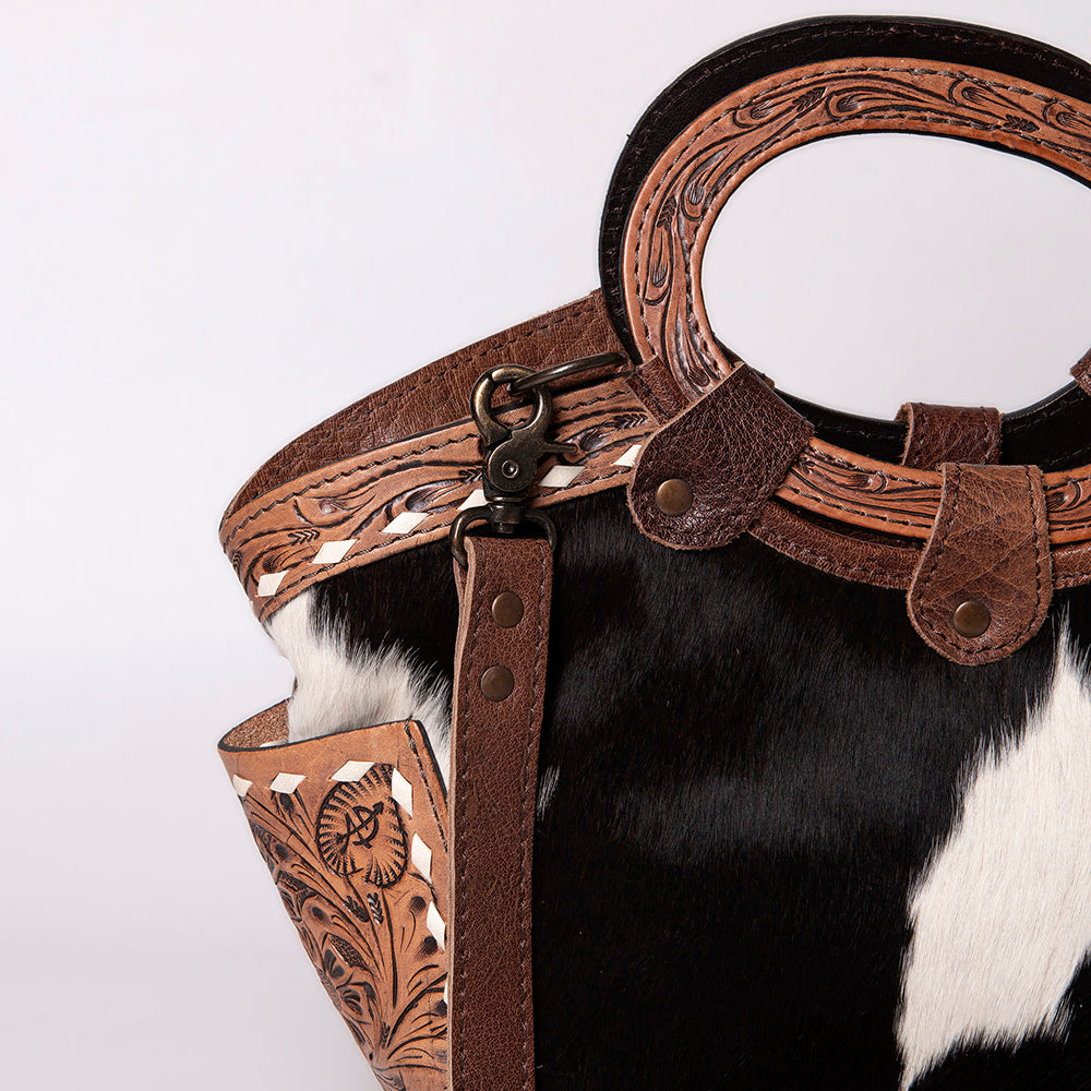ADBG623 American Darling Hand Tooled Floral & Hair-On Cowhide Western Cross body Bag