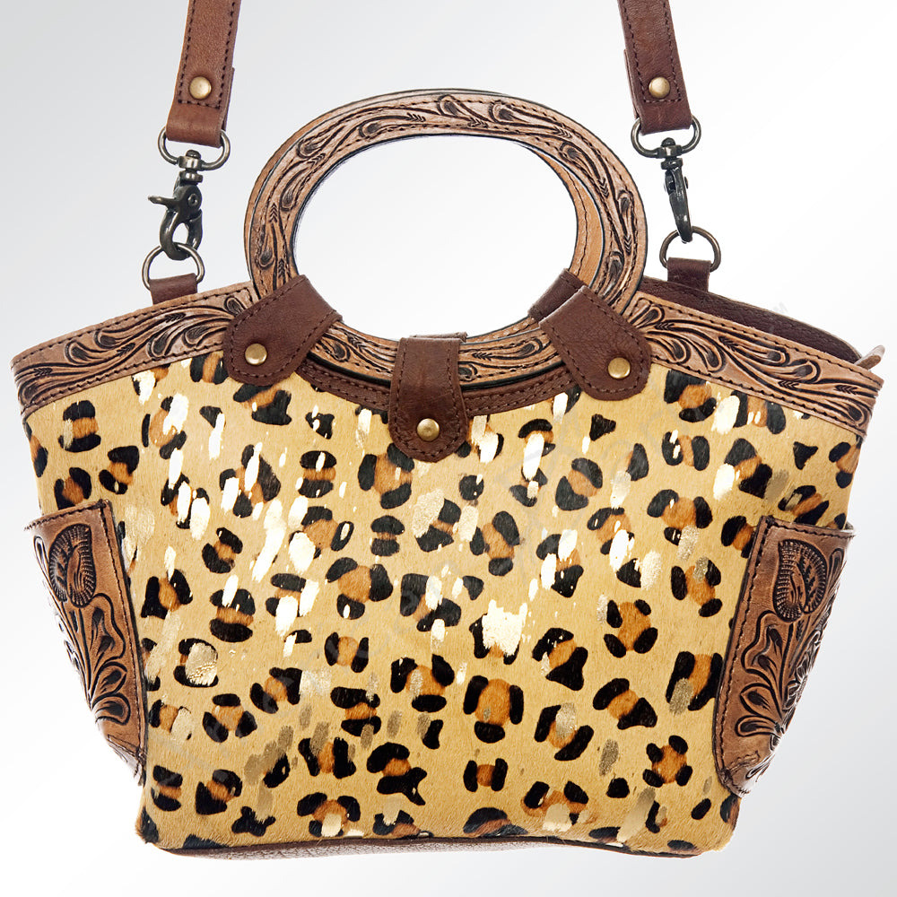 ADBG623 American Darling Hand Tooled Floral & Hair-On Cowhide Western Cross body Bag