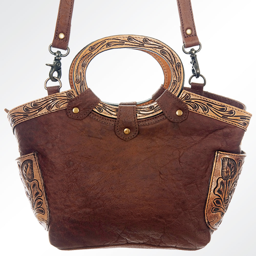 ADBG623 American Darling Hand Tooled Floral & Hair-On Cowhide Western Cross body Bag