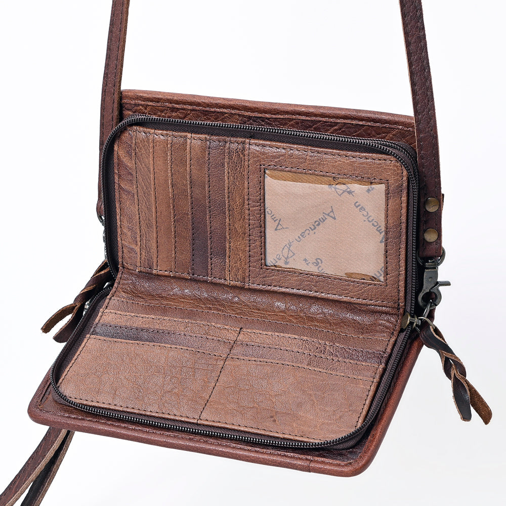 ADBG485 Multicolor Southwestern Wool Organizer Bag with Leather Trim & Crossbody Strap