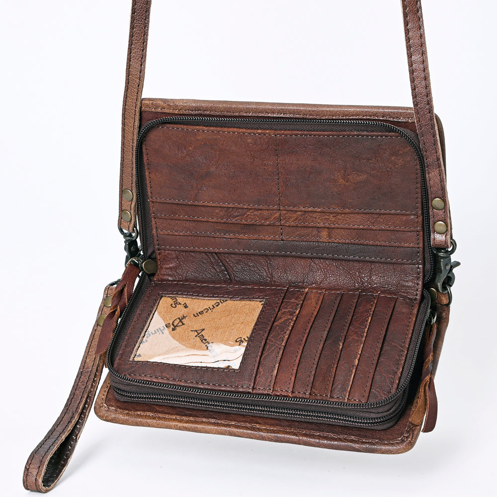 ADBG485 Multicolor Southwestern Wool Organizer Bag with Leather Trim & Crossbody Strap