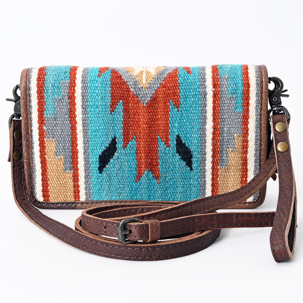 ADBG485 Southwestern Wool Organizer Bag with Leather Trim & Crossbody Strap