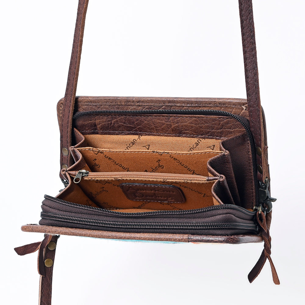 ADBG485 Southwestern Wool Organizer Bag with Leather Trim & Crossbody Strap