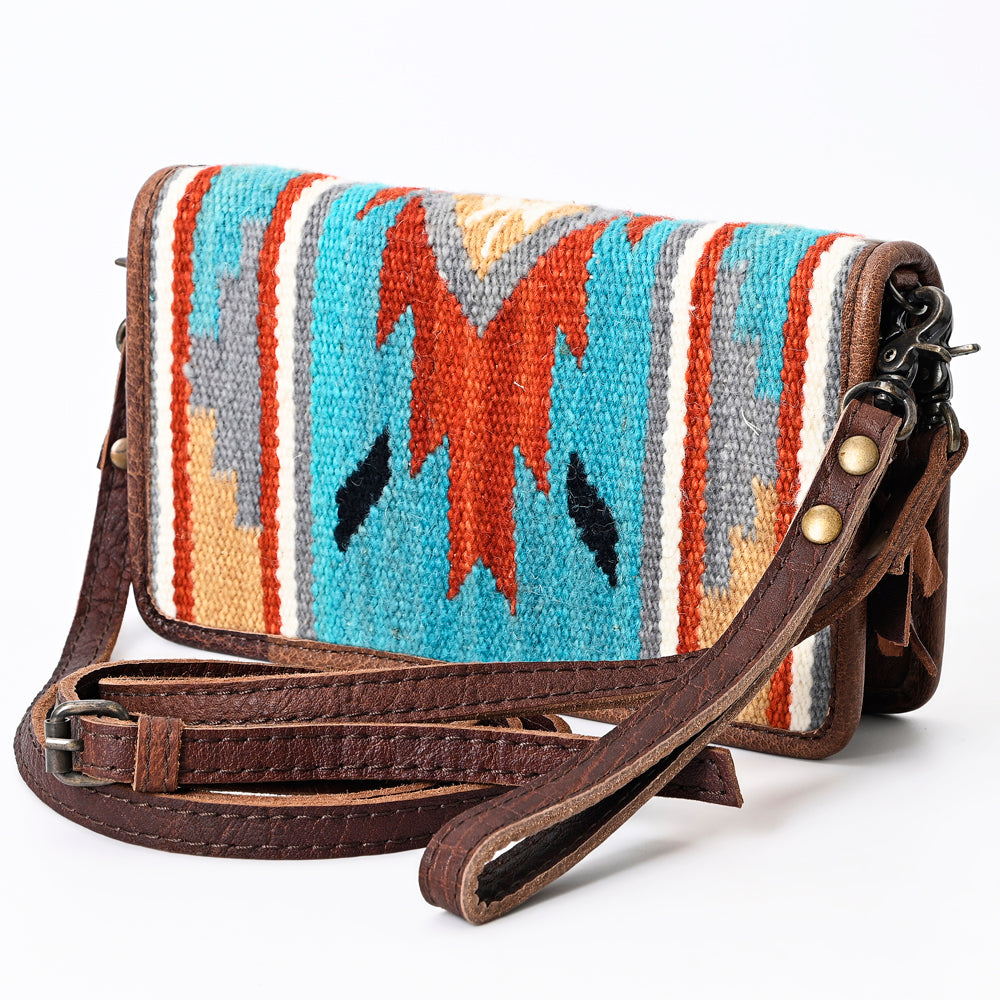 ADBG485 Southwestern Wool Organizer Bag with Leather Trim & Crossbody Strap