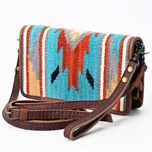 ADBG485 Southwestern Wool Organizer Bag with Leather Trim & Crossbody Strap