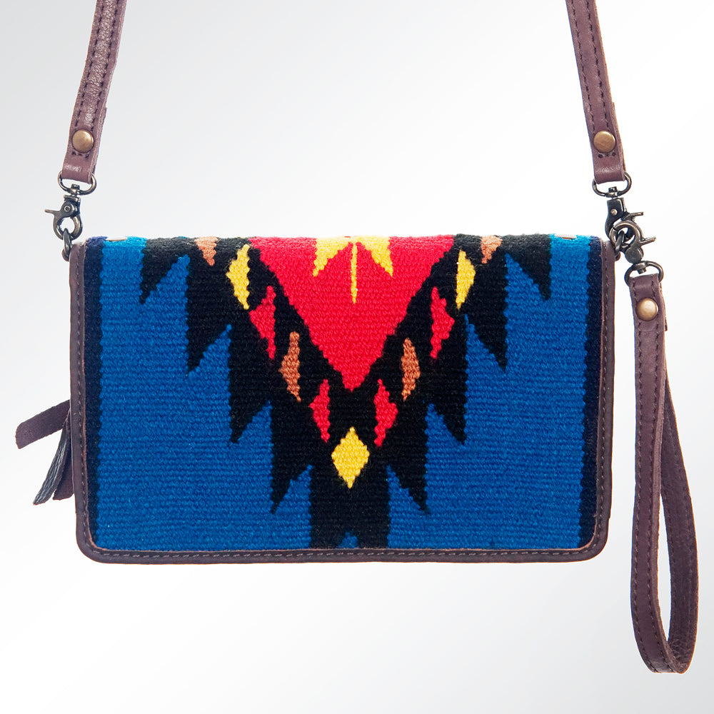 ADBG485 Southwestern Wool Organizer Bag with Leather Trim & Crossbody Strap