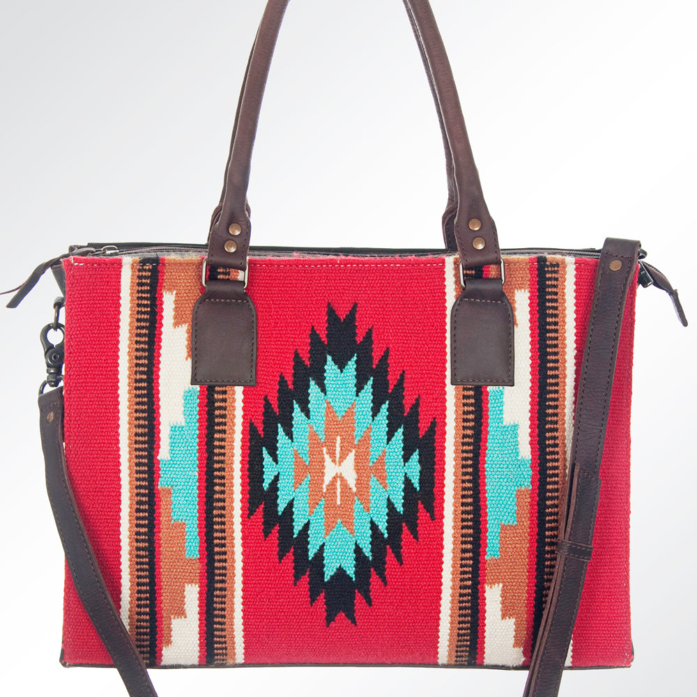 ADBG632 American Darling Hand Woven Saddle Blanket Western Leather Tote Bag