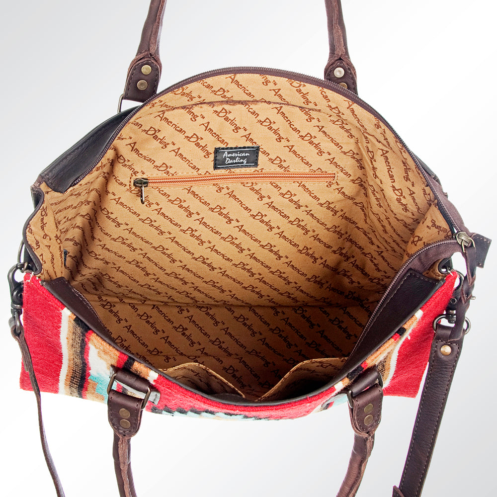 ADBG632 American Darling Hand Woven Saddle Blanket Western Leather Tote Bag
