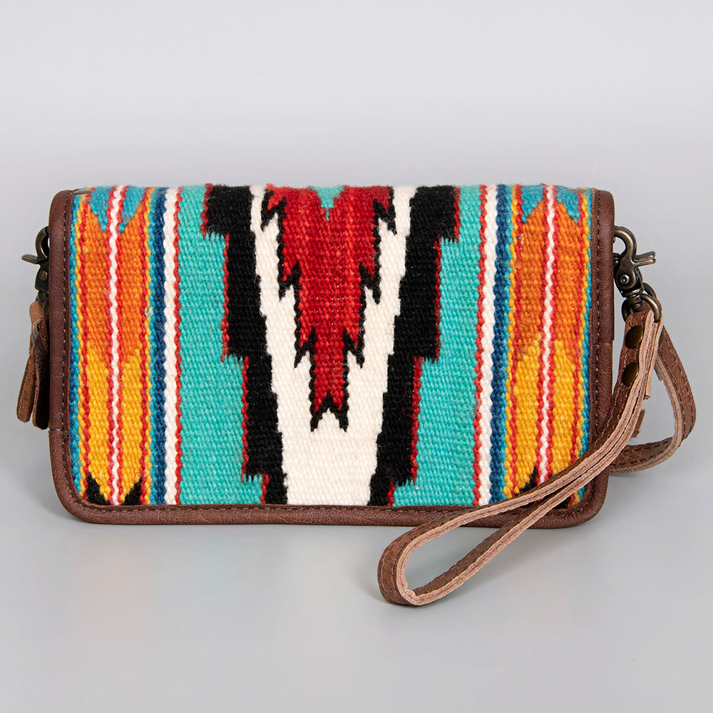 ADBG485 Southwestern Wool Organiser bag with Leather Trim