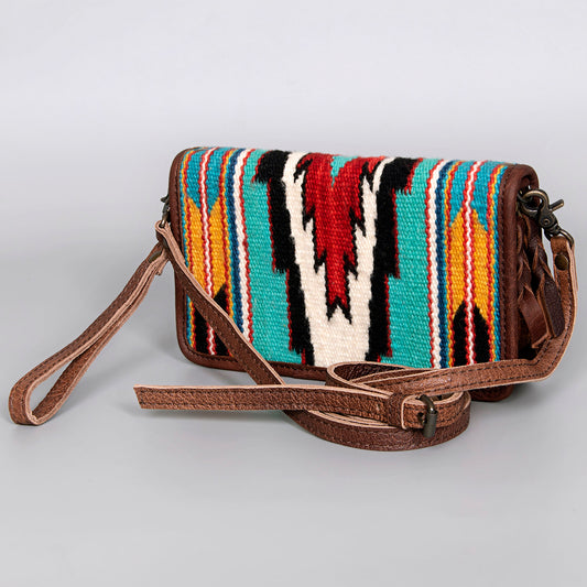 ADBG485 Southwestern Wool Organiser bag with Leather Trim