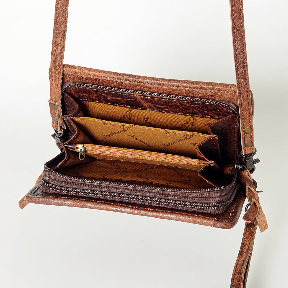 ADBG485 Southwestern Wool Organizer Bag with Leather Trim & Geometric Pattern