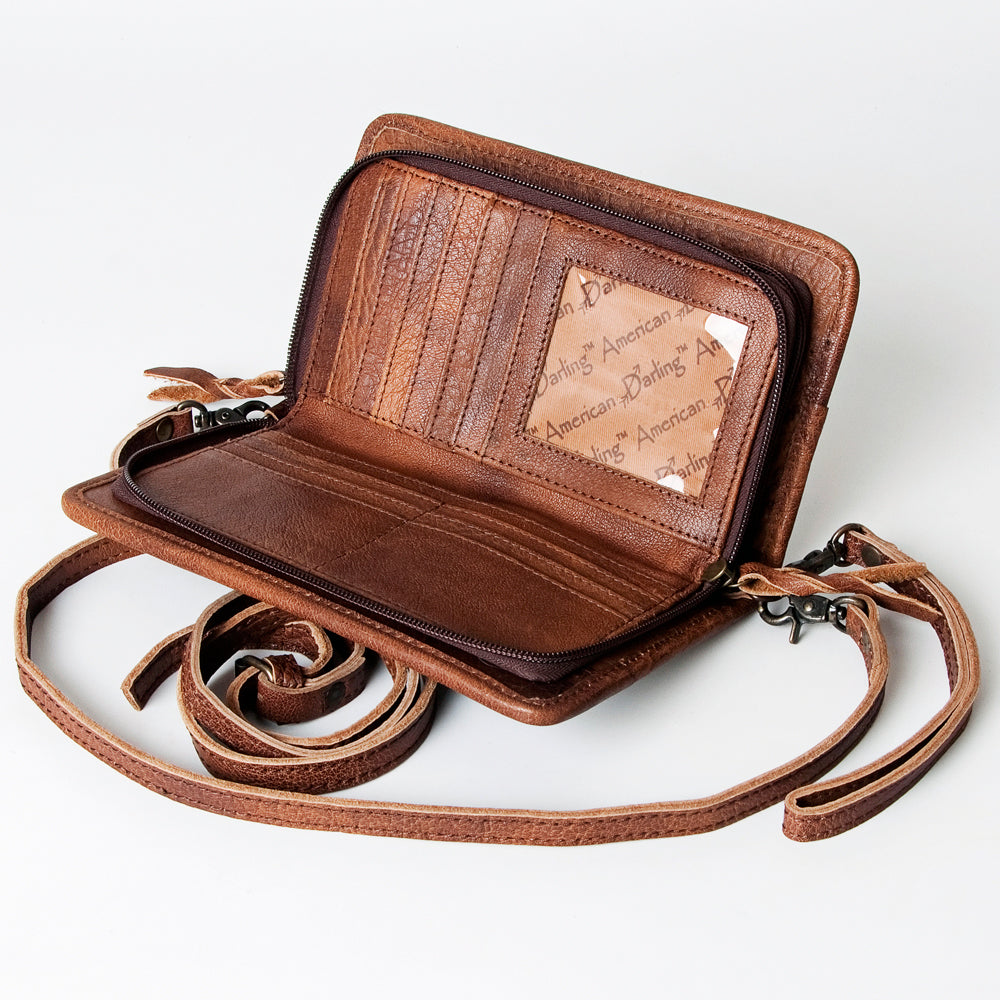 ADBG485 Southwestern Wool Organizer Bag with Leather Trim & Geometric Pattern