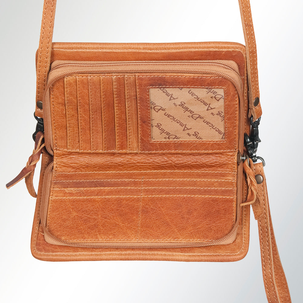 ADBG485 Southwestern Wool Organizer Bag with Leather Trim with Crossbody Strap & Geometric Pattern