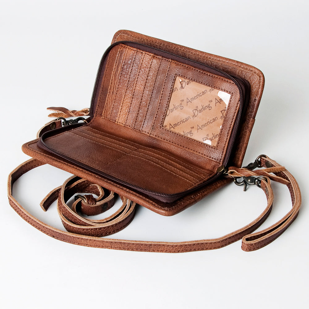 ADBG485 Southwestern Wool Organizer Bag with Leather Trim with Crossbody Strap & Geometric Pattern