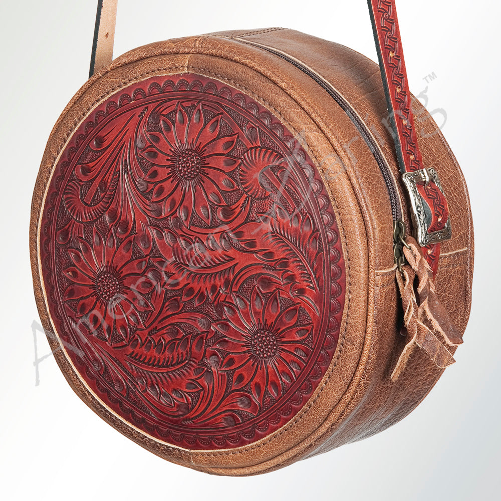 ADBGK115 Canteen Hand Tooled Genuine Leather Women Bag Western Handbag Purse