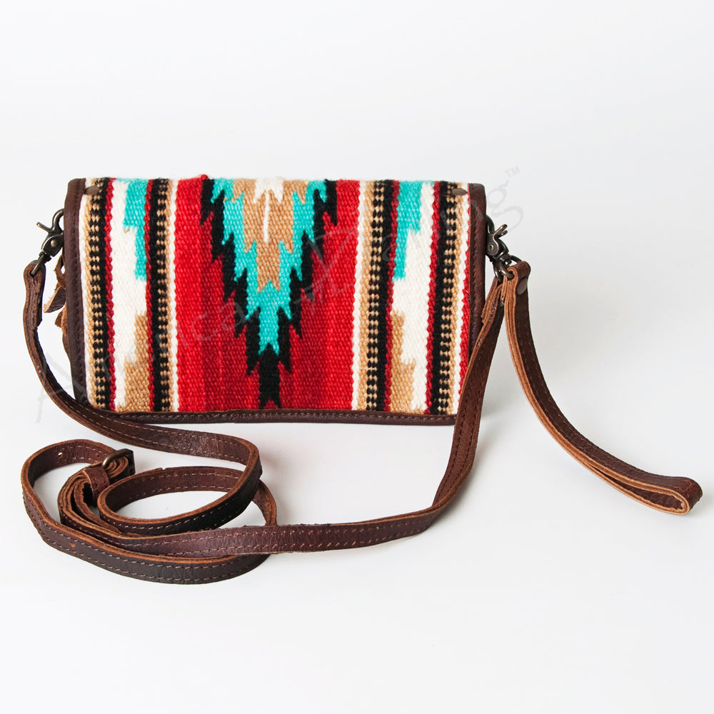 ADBG485 Southwestern Wool Organizer Bag with Leather Trim & Crossbody Strap