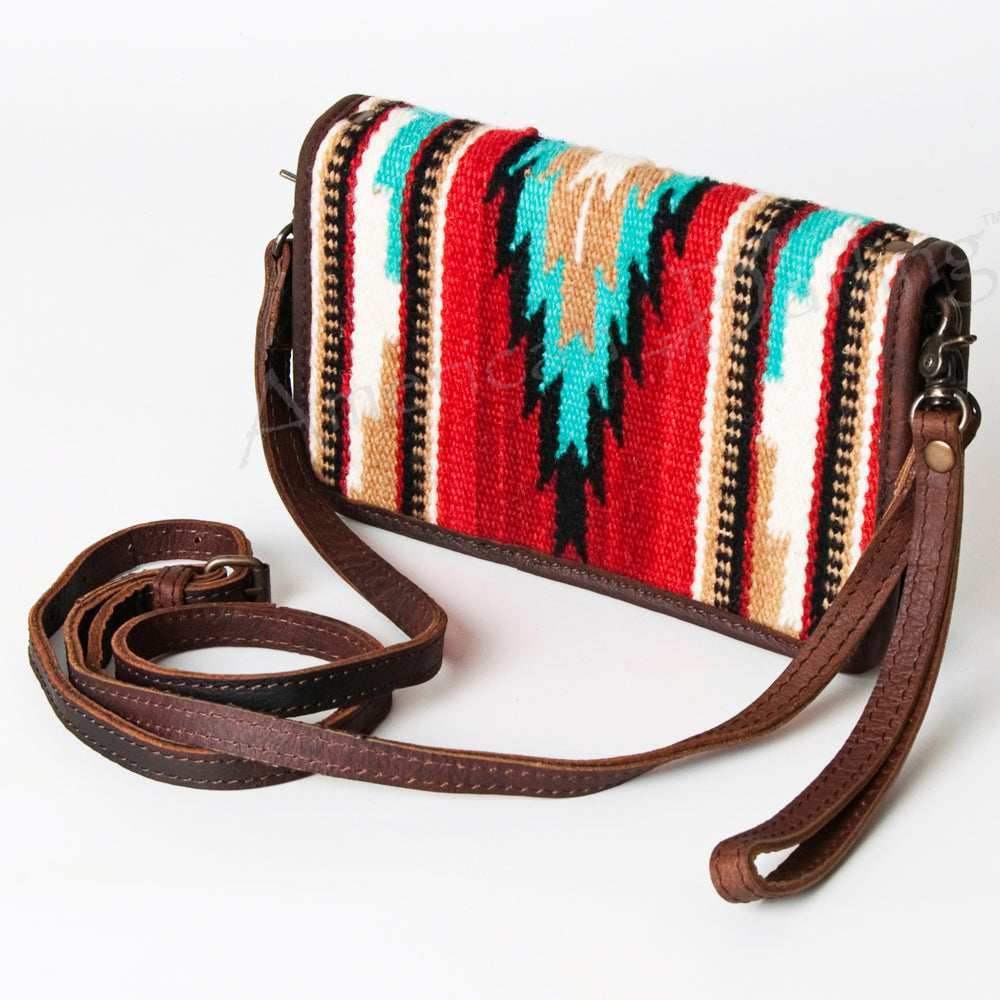 ADBG485 Southwestern Wool Organizer Bag with Leather Trim & Crossbody Strap