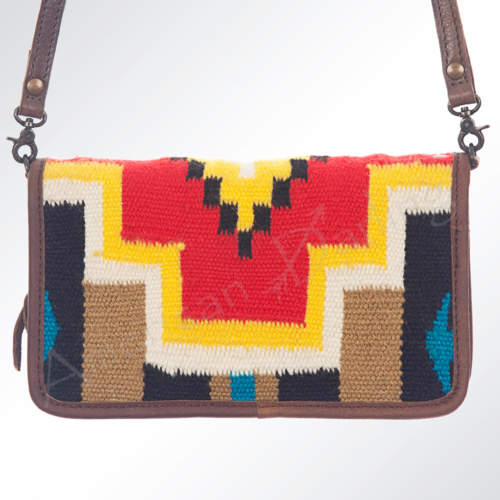 ADBG485 Southwestern Wool Organizer Bag with Leather Trim & Crossbody Strap