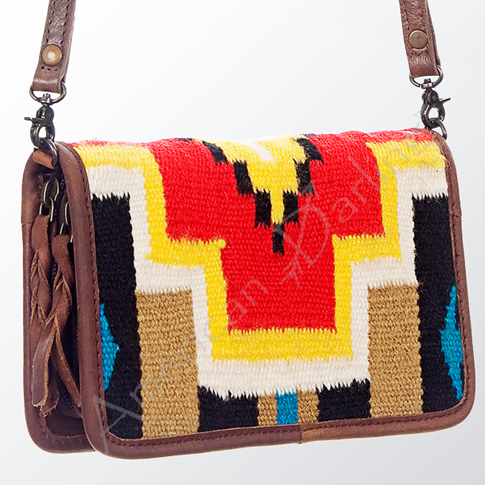 ADBG485 Southwestern Wool Organizer Bag with Leather Trim & Crossbody Strap