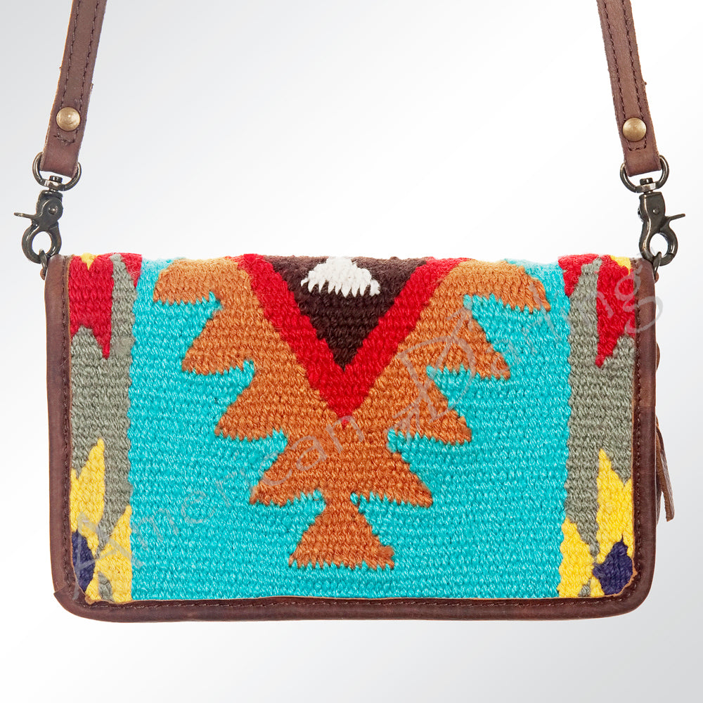 ADBG485 Southwestern Wool Organizer Bag with Leather Trim & Crossbody Strap