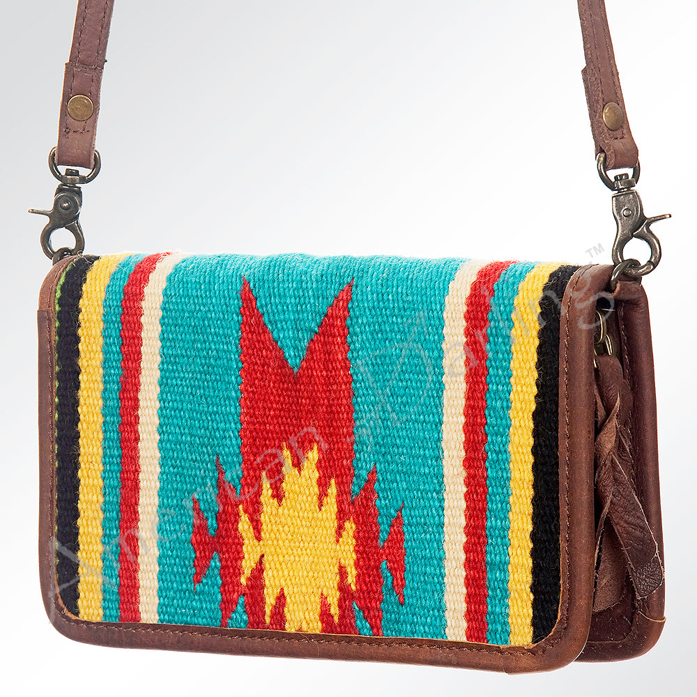 ADBG485 Southwestern Pattern Leather Crossbody Bag with Adjustable Strap