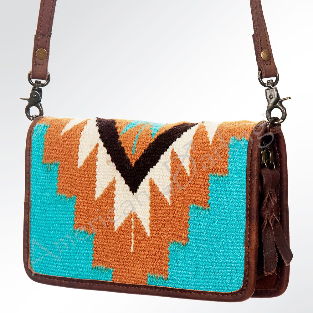 ADBG485 Southwestern Pattern Leather Crossbody Bag with Adjustable Strap