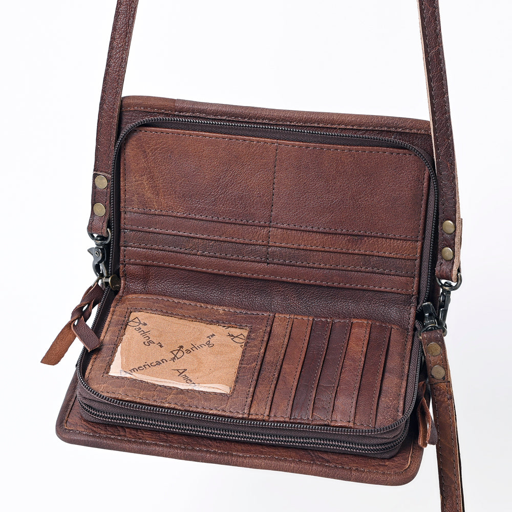 ADBG485 Southwestern Pattern Leather Crossbody Bag with Adjustable Strap