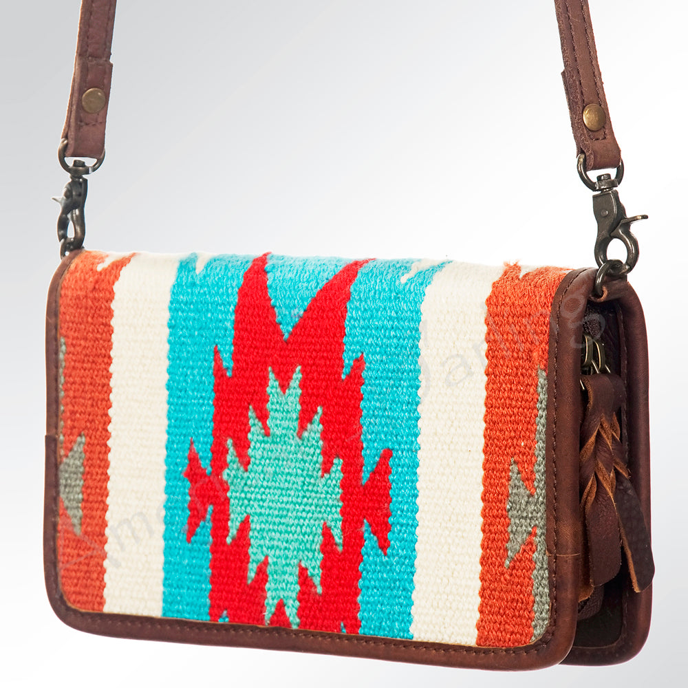 ADBG485 Southwestern Pattern Leather Crossbody Bag with Adjustable Strap