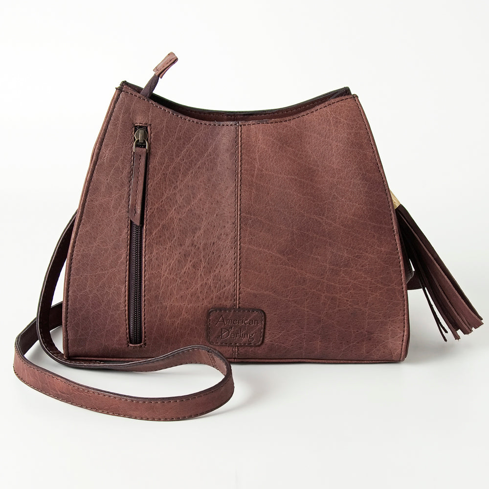 LC-ADBGI165A Tooled Western Leather Bag - Turquoise Concho & Stud Detail