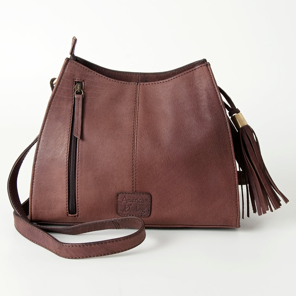 ADBGI165 Natural Hair on Tooled Leather Bag - Turquoise Concho & Stud Accent